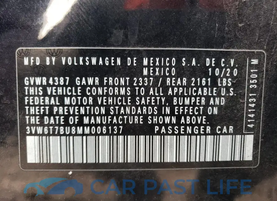 3VW6T7BU8MM006137# 12