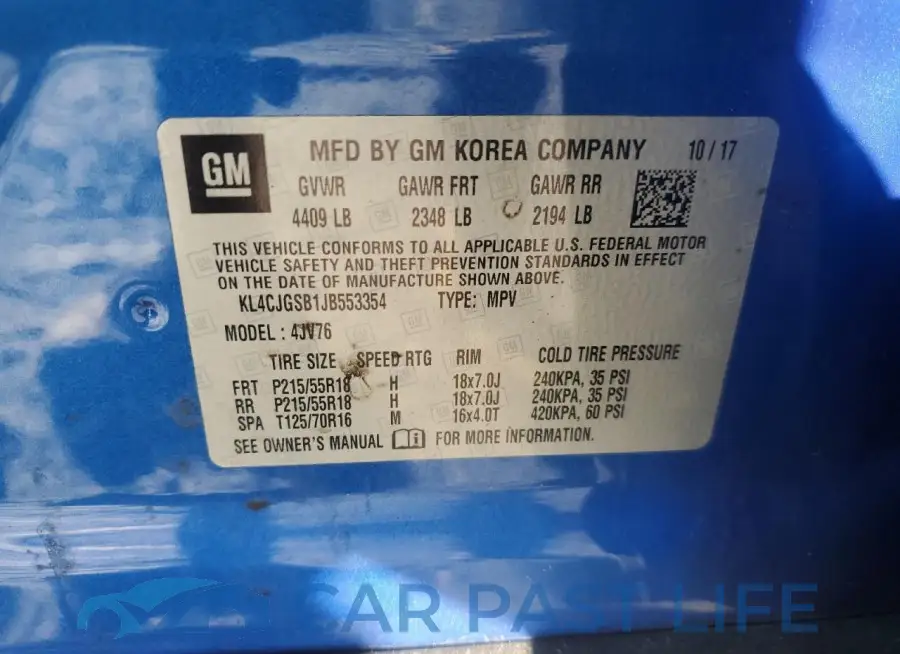 KL4CJGSB1JB553354# 13