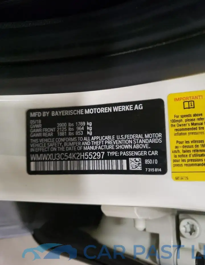 WMWXU3C54K2H55297# 12