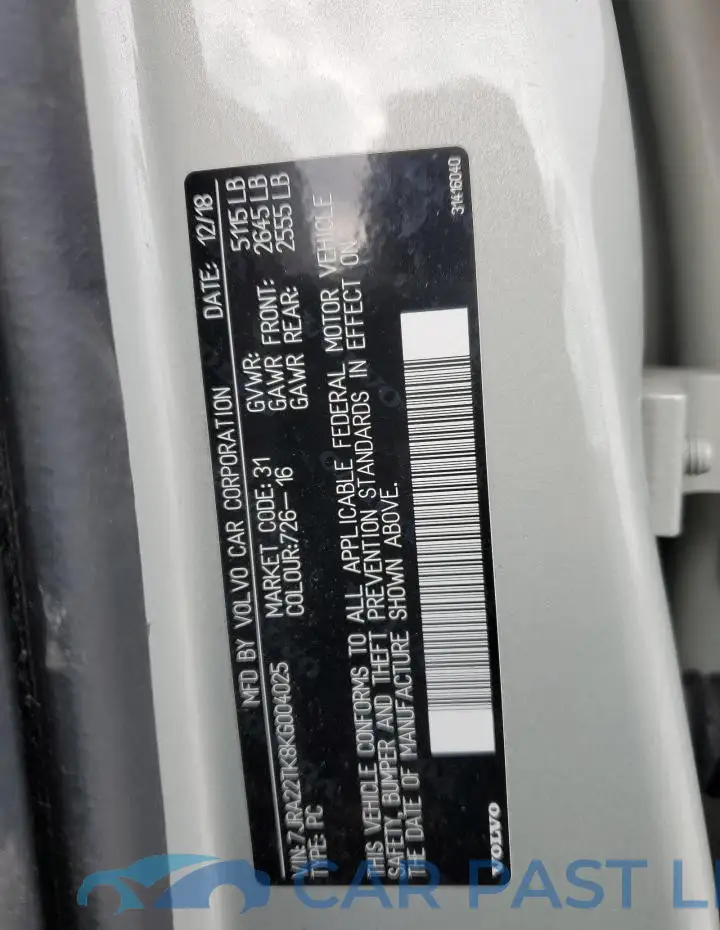7JRA22TK8KG004025# 12