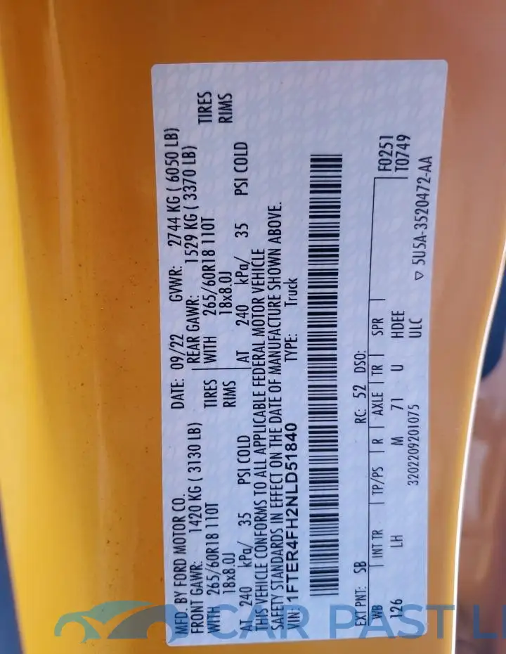 1FTER4FH2NLD51840# 12