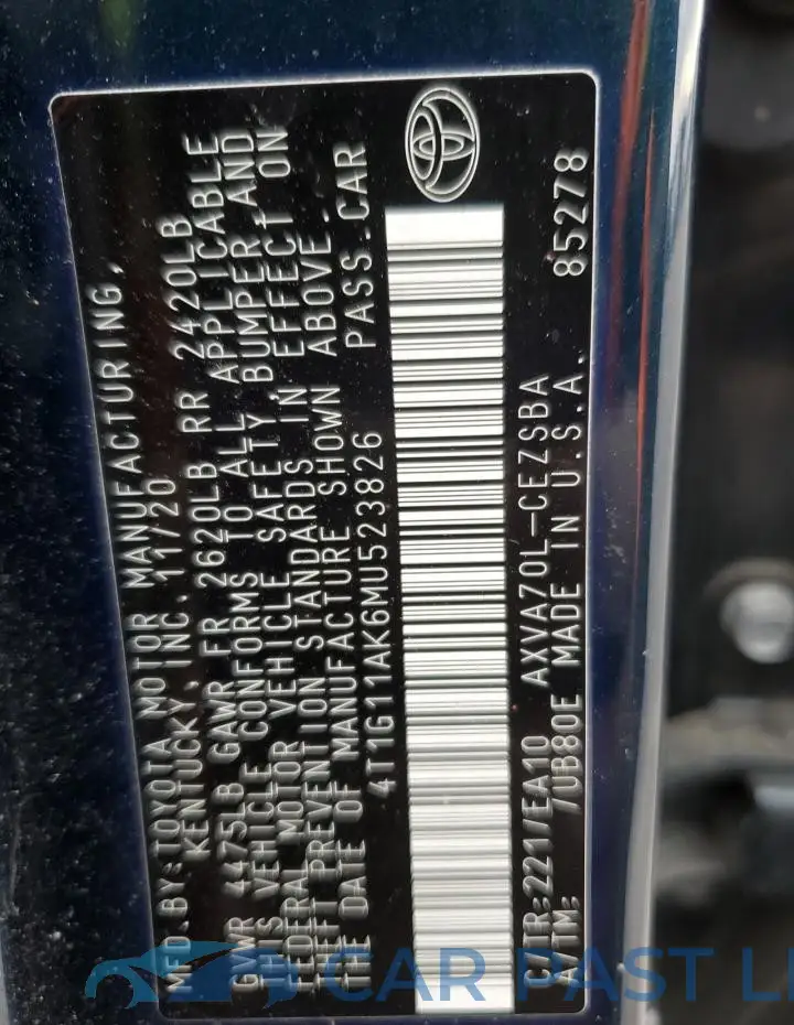 4T1G11AK6MU523826# 12