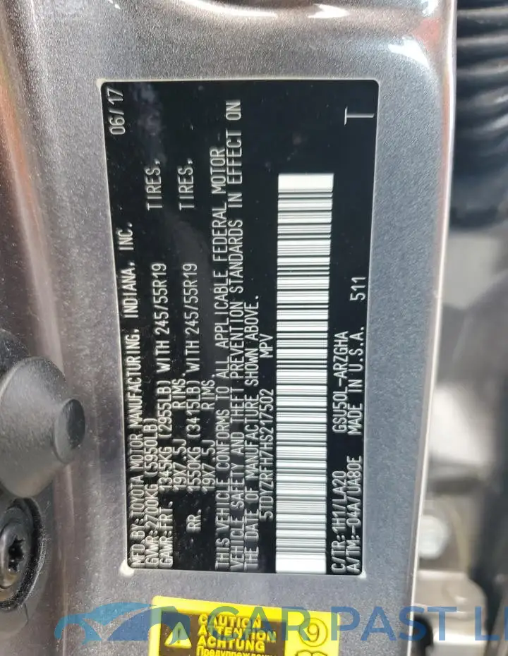 5TDYZRFH7HS217502# 13