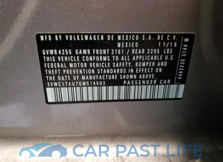 3VWC17AU7GM514503# 12