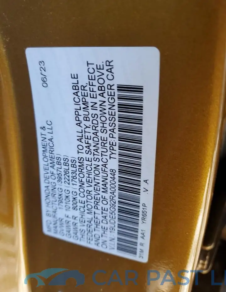 19UDE5G92RA000448# 12