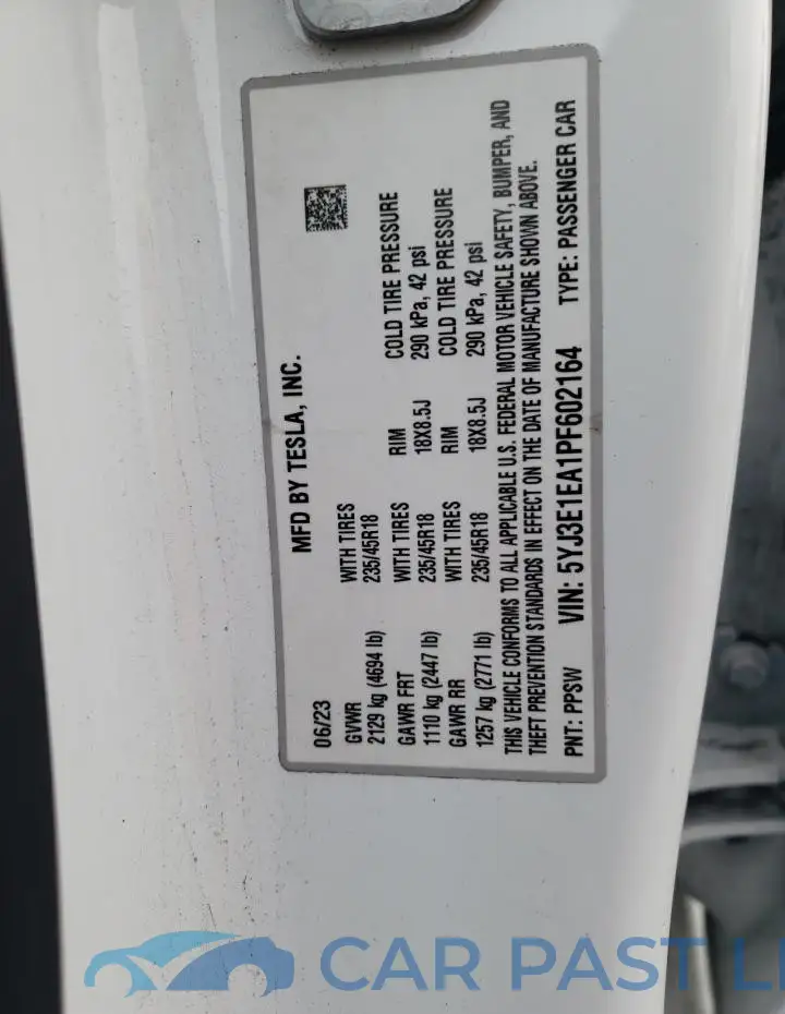 5YJ3E1EA1PF602164# 12