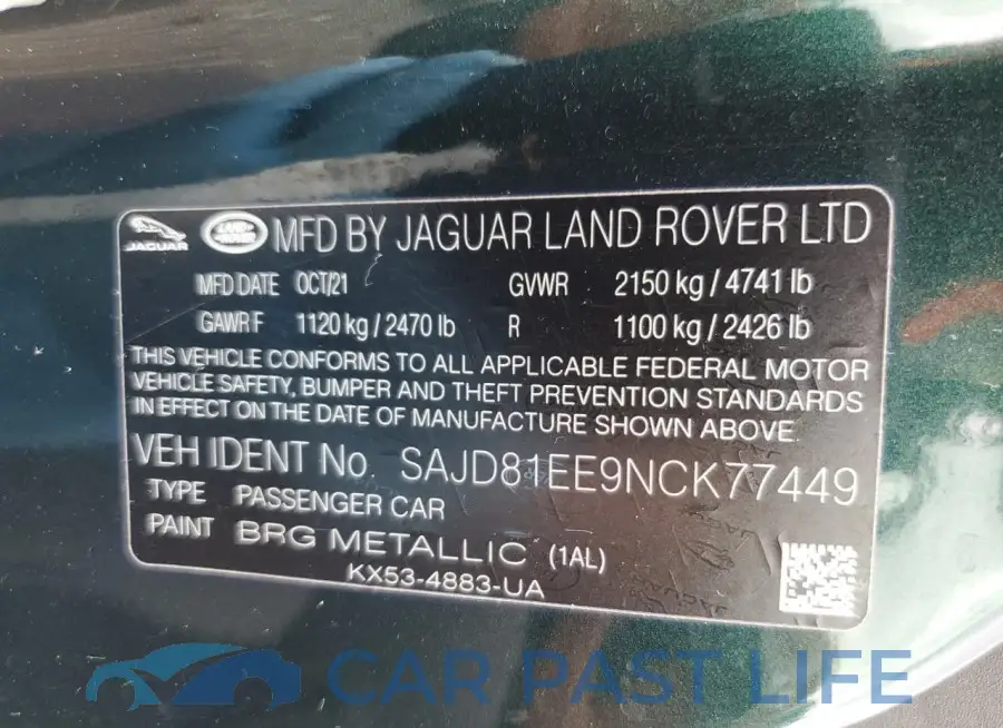SAJD81EE9NCK77449# 12
