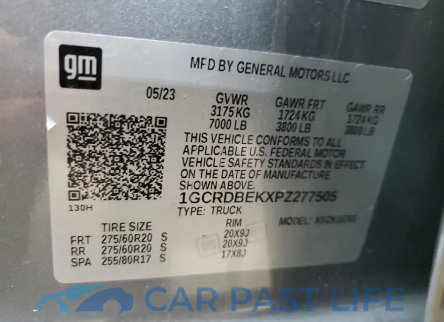 1GCRDBEKXPZ277505# 12