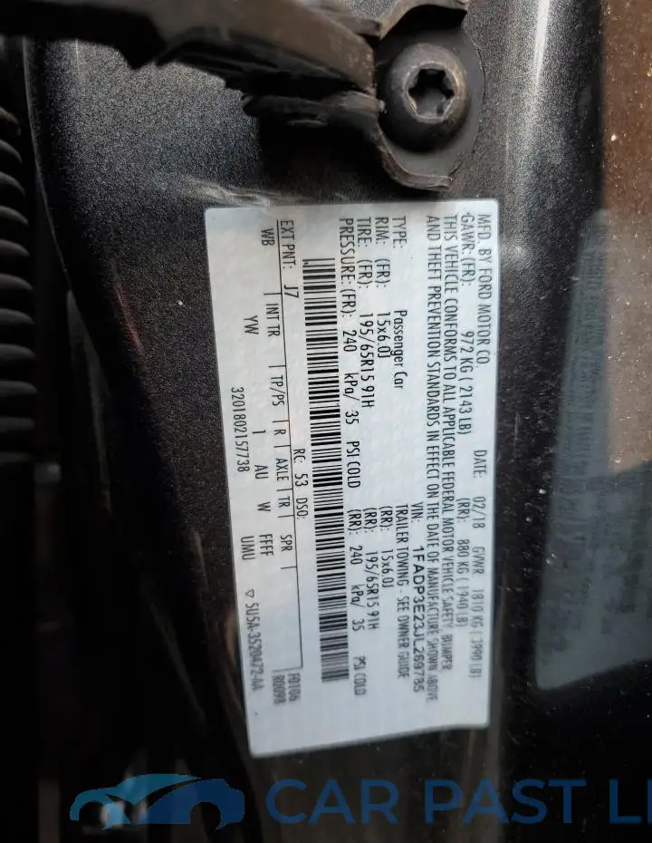 1FADP3E23JL269785# 12