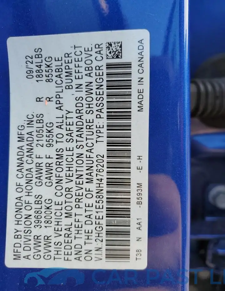 2HGFE1E58NH476202# 13