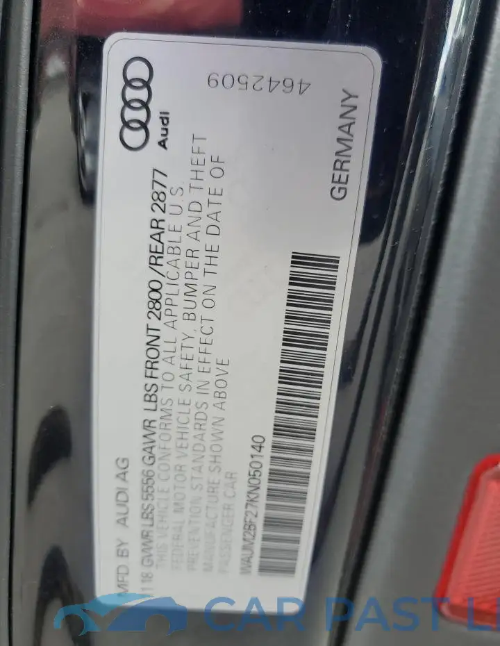 WAUM2BF27KN050140# 12
