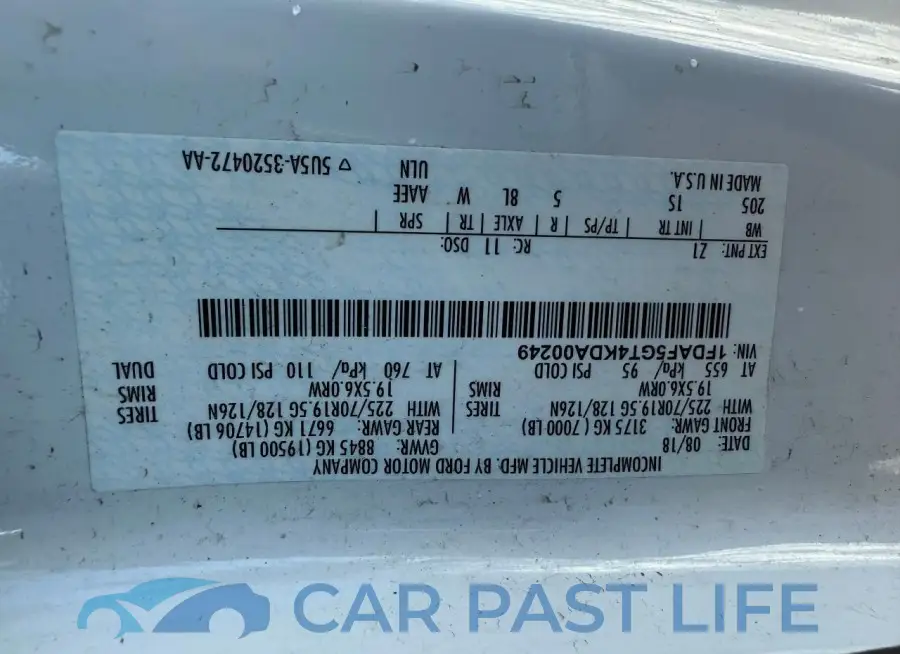 1FDAF5GT4KDA00249# 10