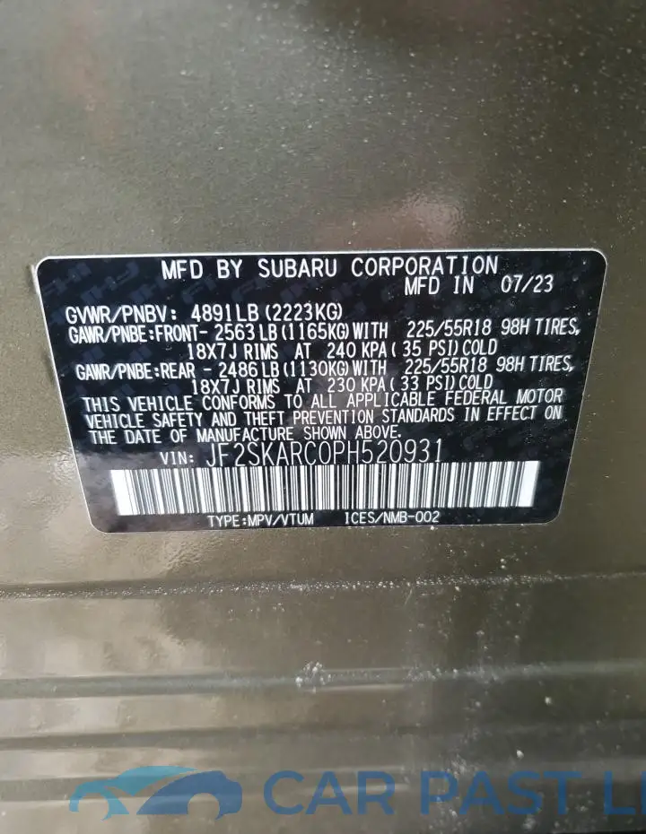 JF2SKARC0PH520931# 13
