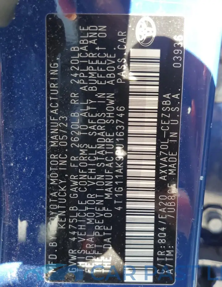 4T1G11AK9PU163746# 12