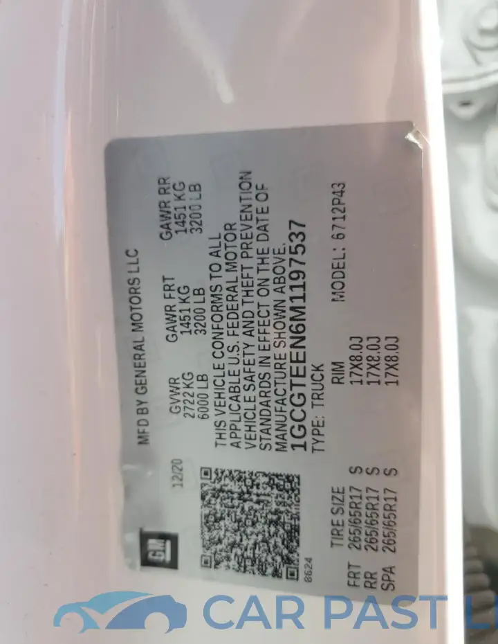 1GCGTEEN6M1197537# 12