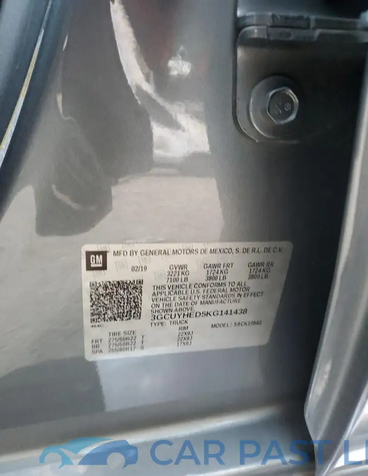 3GCUYHED5KG141438# 12