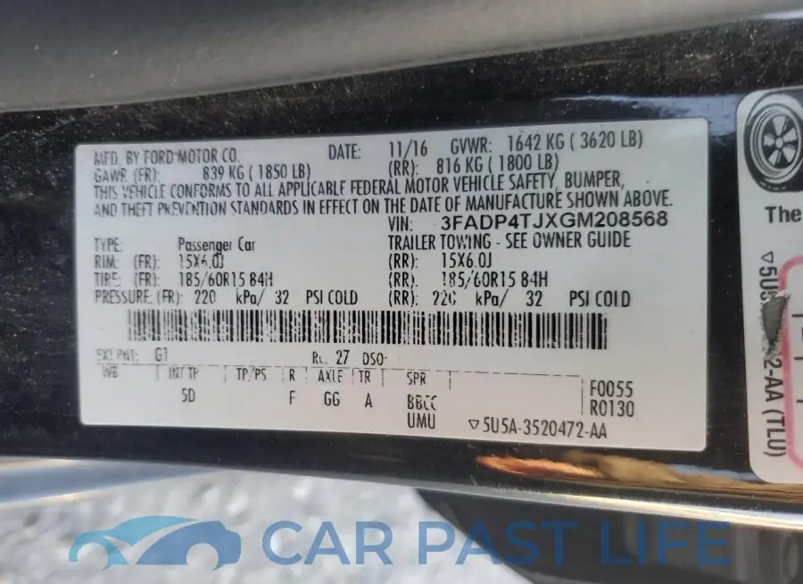 3FADP4TJXGM208568# 12