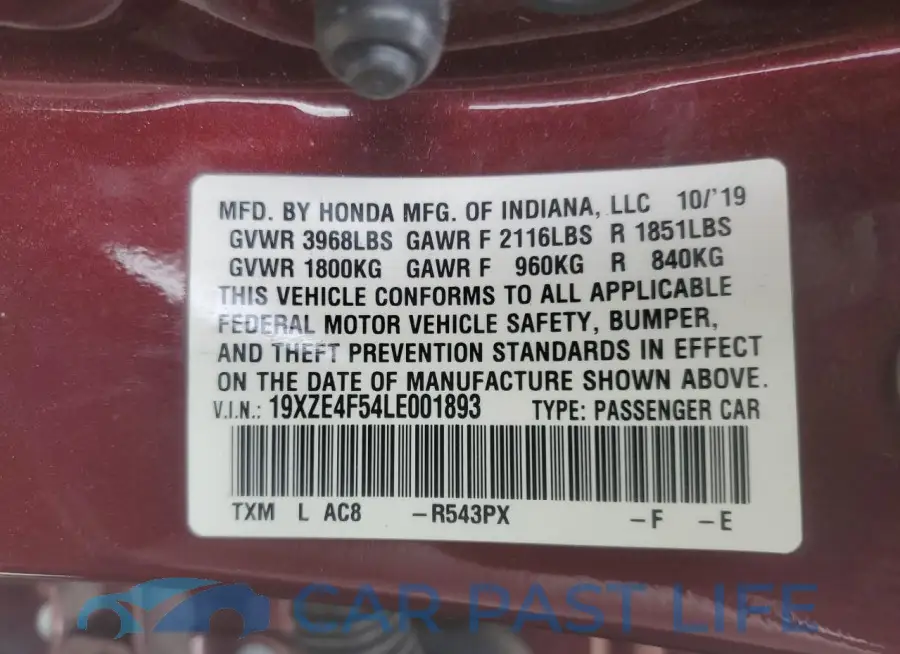 19XZE4F54LE001893# 12