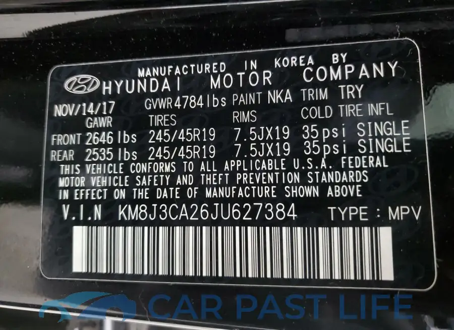 KM8J3CA26JU627384# 13