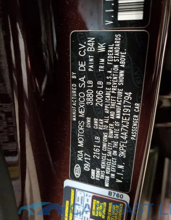 3KPFL4A7XJE191794# 12