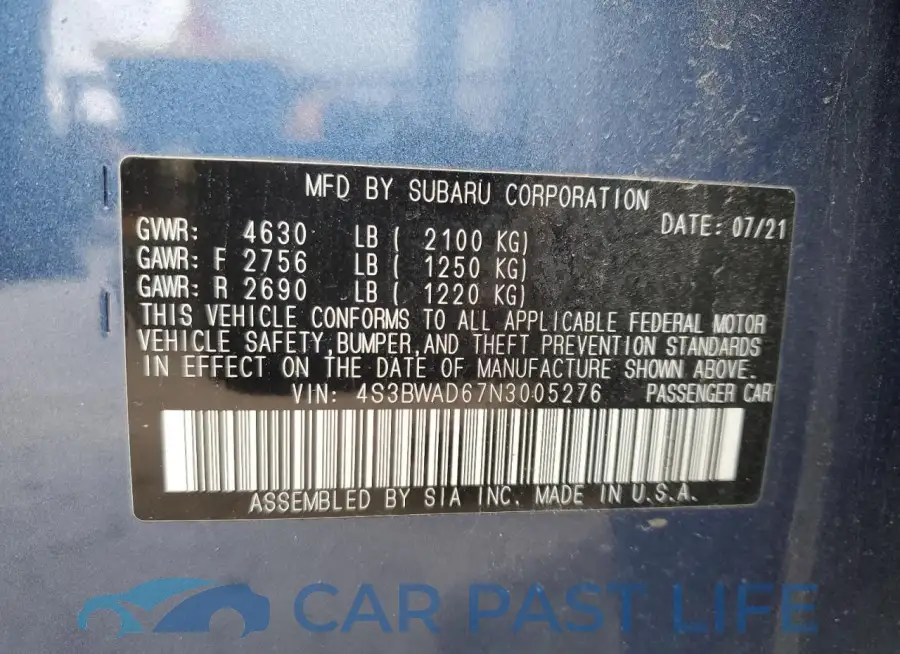 4S3BWAD67N3005276# 12