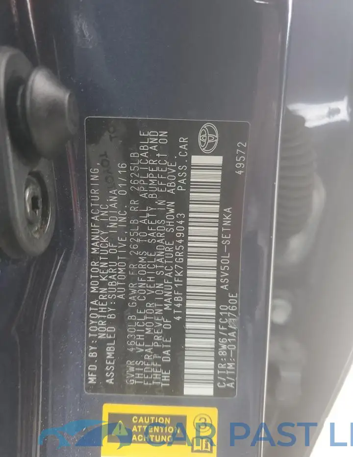 4T4BF1FK7GR549043# 13