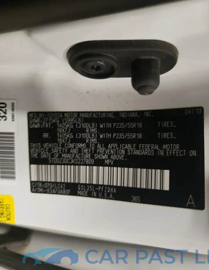 5TDDZ3DC3KS227809# 13