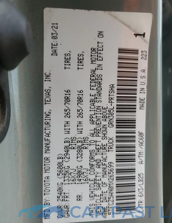 5TFCZ5AN0MX265699# 12