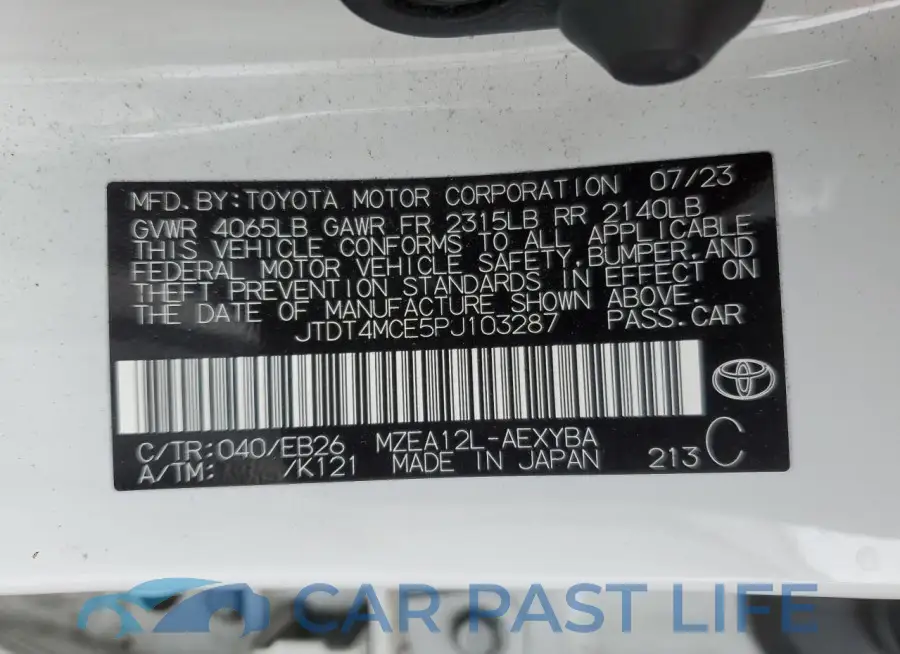 JTDT4MCE5PJ103287# 12