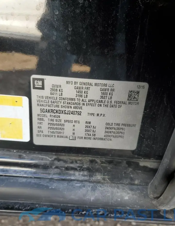 5GAKRCKDXGJ240792# 12