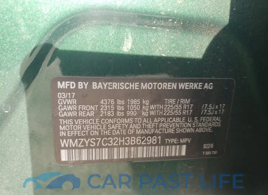 WMZYS7C32H3B62981# 12