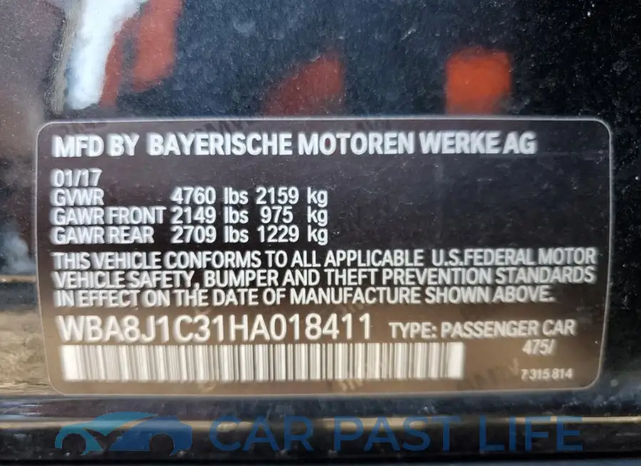 WBA8J1C31HA018411# 12