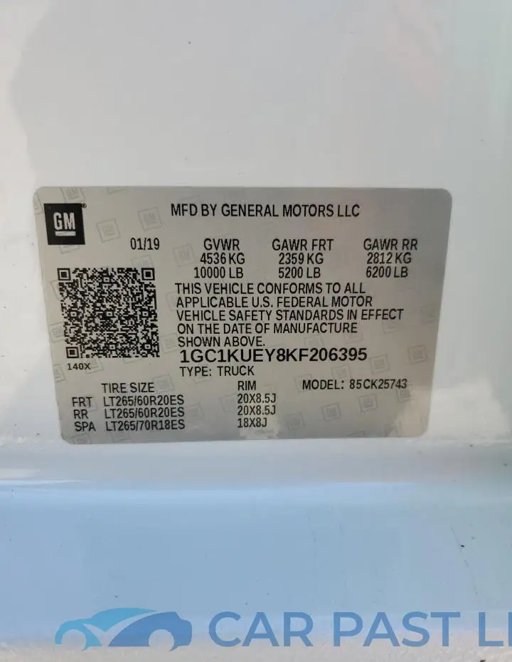 1GC1KUEY8KF206395# 12