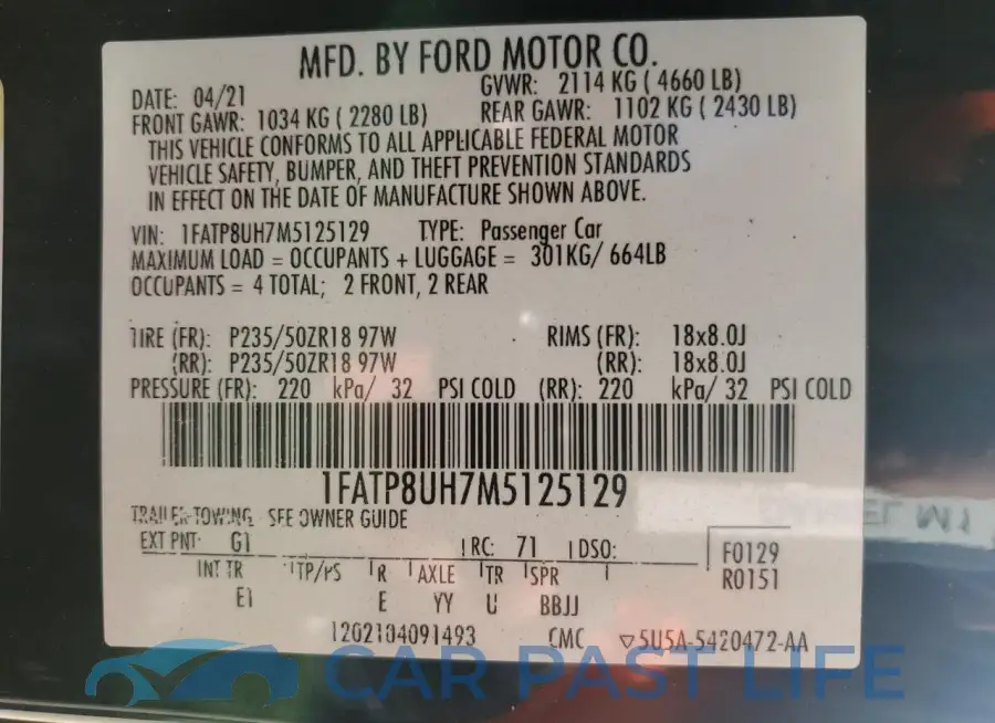 1FATP8UH7M5125129# 12