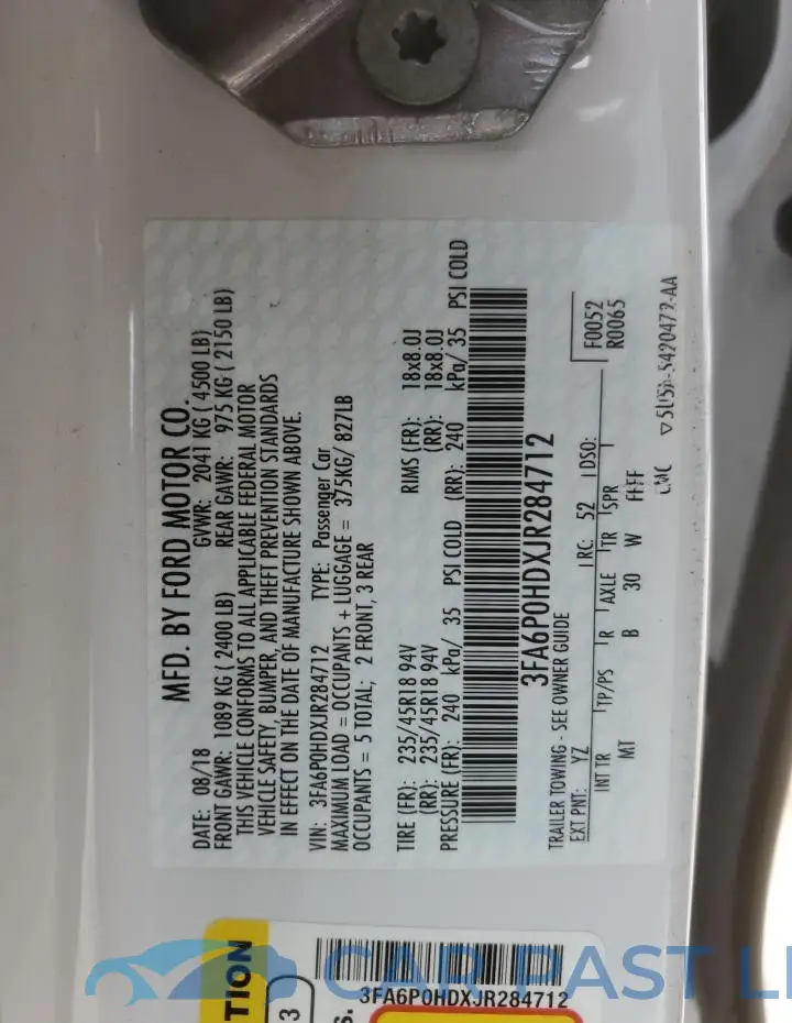 3FA6P0HDXJR284712# 13