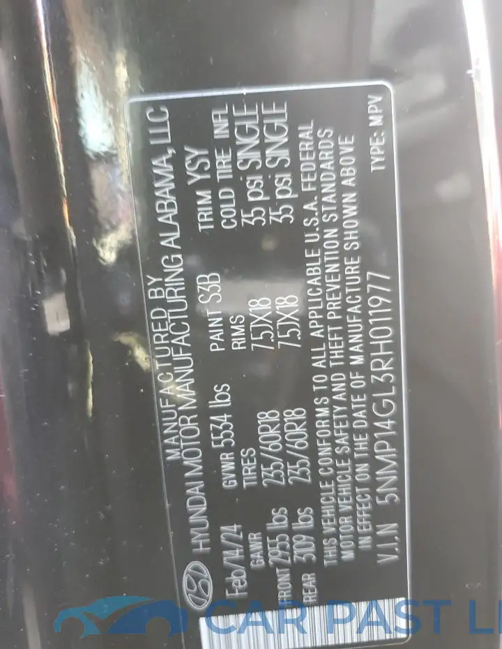5NMP14GL3RH011977# 13