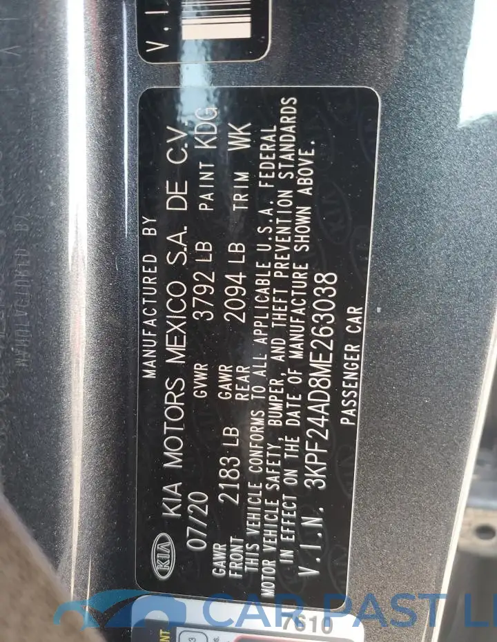 3KPF24AD8ME263038# 12