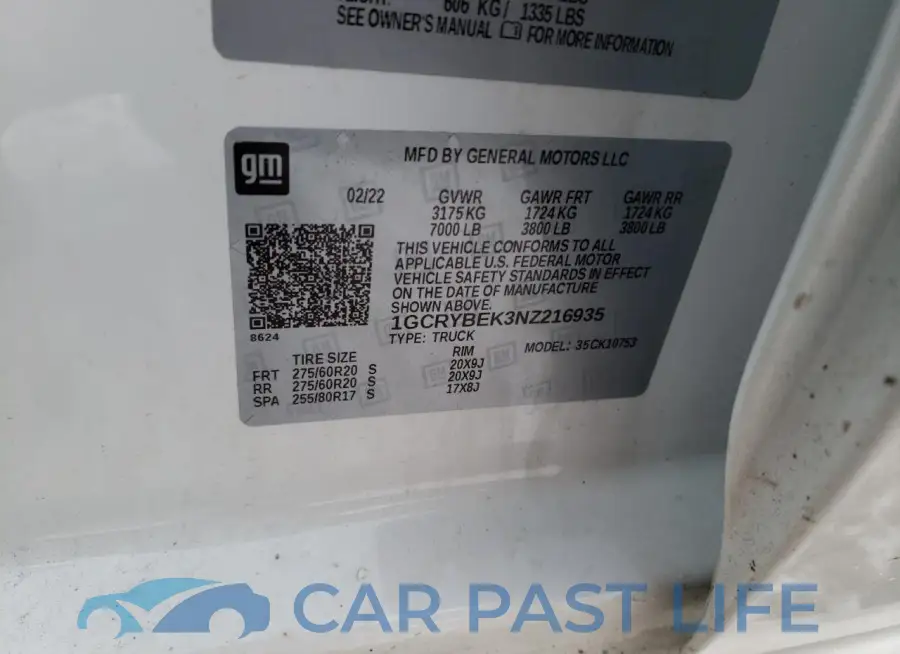 1GCRYBEK3NZ216935# 12