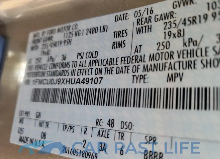 1FMCU0J9XHUA49107# 13