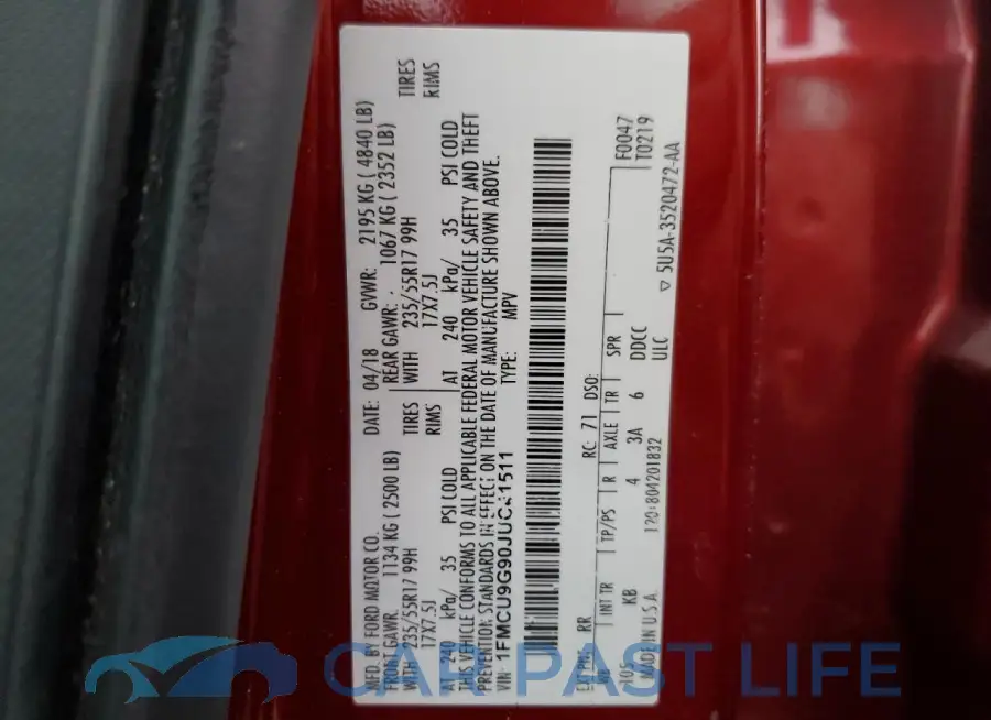 1FMCU9G90JUC41511# 13