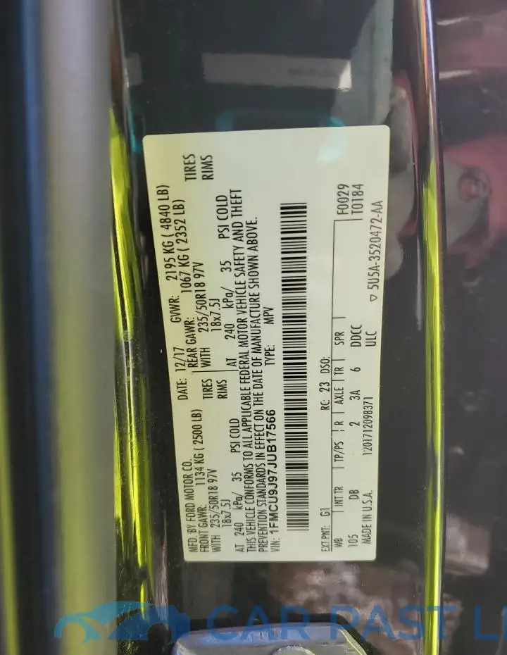 1FMCU9J97JUB17566# 14
