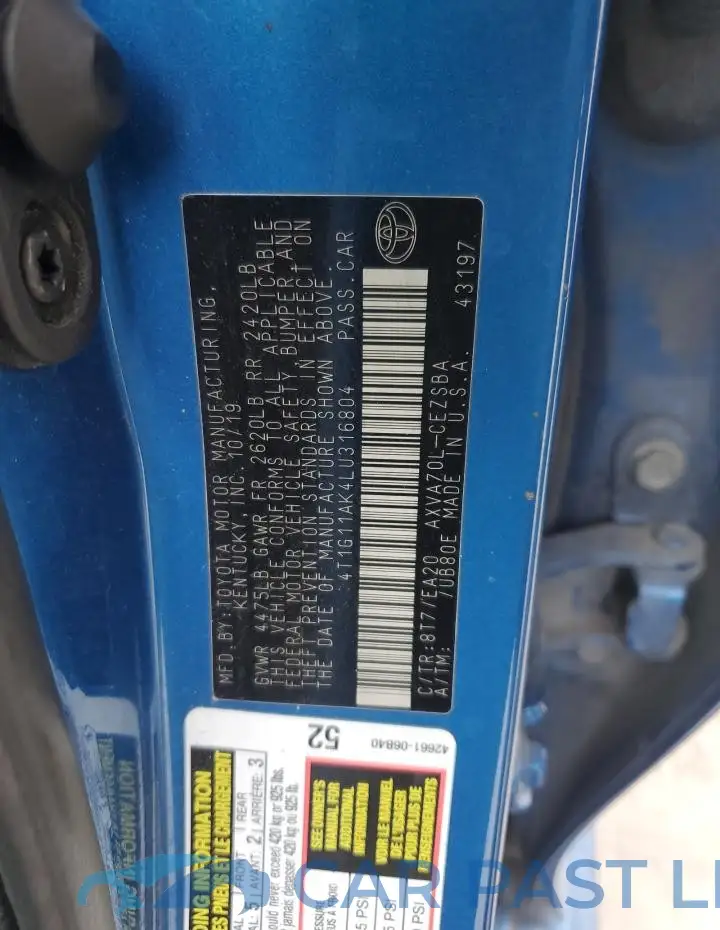 4T1G11AK4LU316804# 12