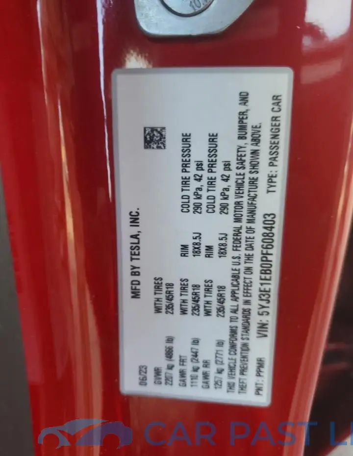 5YJ3E1EB0PF608403# 13