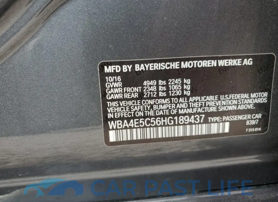 WBA4E5C56HG189437# 12