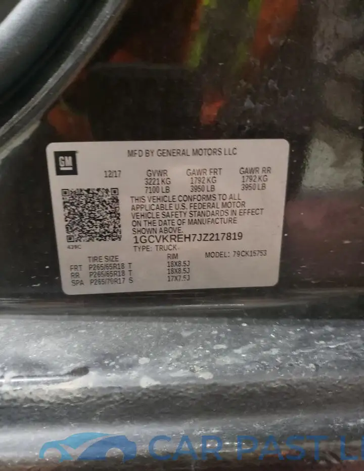 1GCVKREH7JZ217819# 12