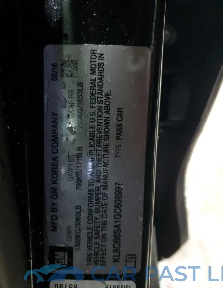 KL8CB6SA1GC608997# 12