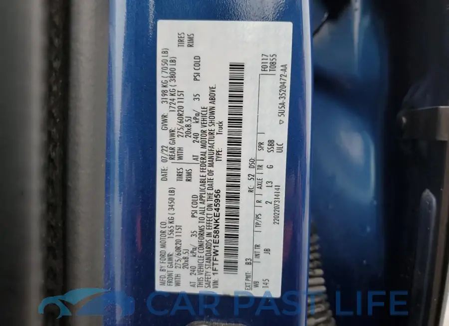 1FTFW1E58NKE45956# 12