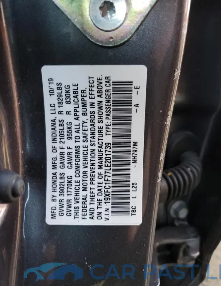 19XFC1F77LE201739# 12