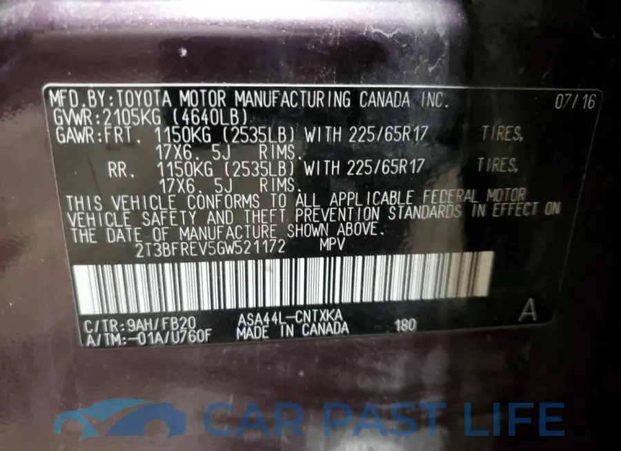 2T3BFREV5GW521172# 14