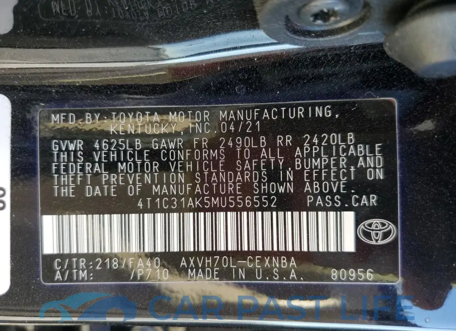 4T1C31AK5MU556552# 12